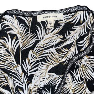 Max Studio Womens 3X Black & White Leaf Print Top Blouse